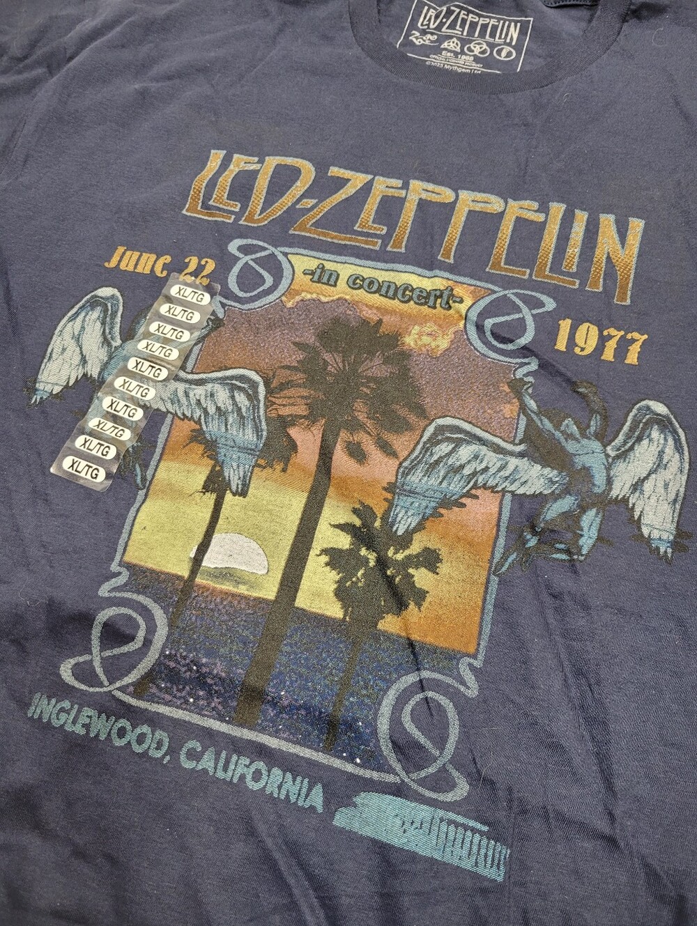 Brand New Led Zeppelin California Navy Blue Graphics Tee T-shirt Top Size: XL